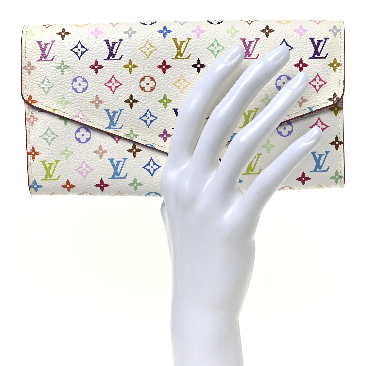 Louis Vuitton Monogram Multicolor Sarah Wallet NM White Litchi 2 of 9
