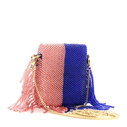 Fendi Glass Beaded Mini Pico Baguette Charm Blue Salmone 3 of 9