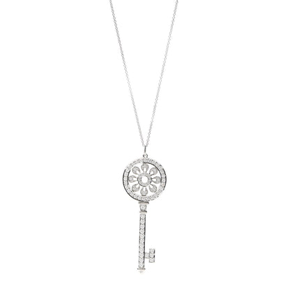 Tiffany Platinum Diamond Petals Key Pendant Necklace 1 of 6