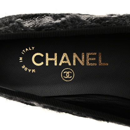 Chanel Tweed Patent Cap Toe Ballerina Flats 39.5 Black White 7 of 8