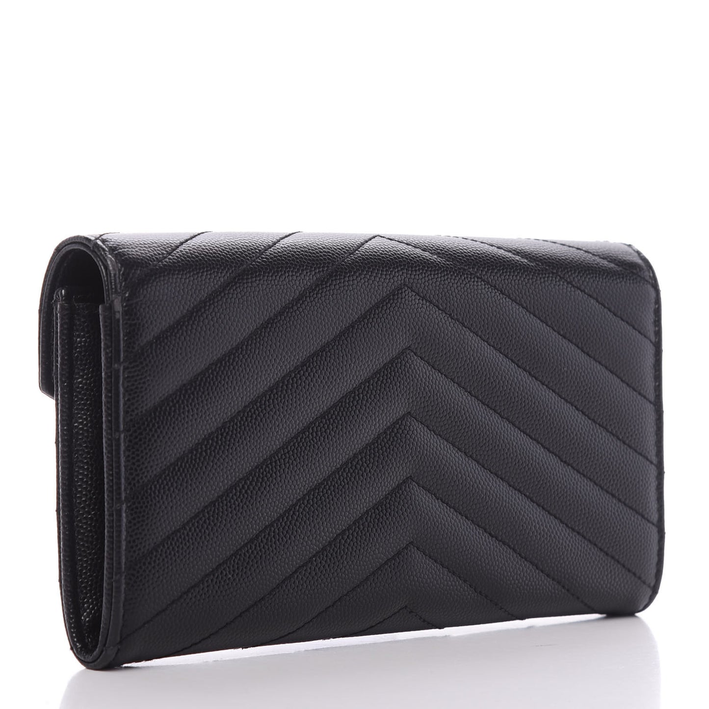 Grain De Poudre Matelasse Chevron Monogram Flap Wallet Black