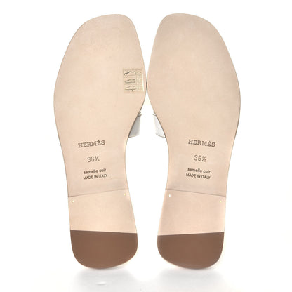 Hermes Box Calfskin Oran Sandals 36.5 White 6 of 6