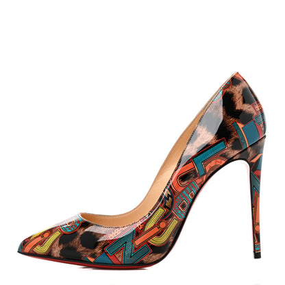 Christian Louboutin Patent Leopard Logo Print Pigalle Follies 100 Pumps 36.5 Multi 1 of 8