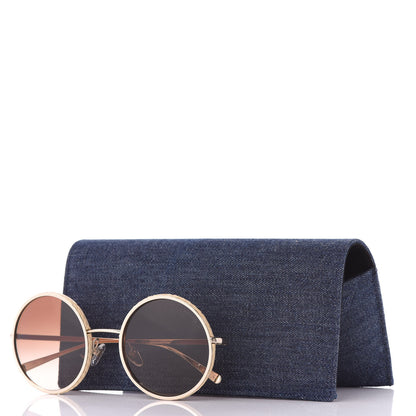 Chanel Metal Raffia Braided Round Sunglasses 4250 Gold 7 of 7