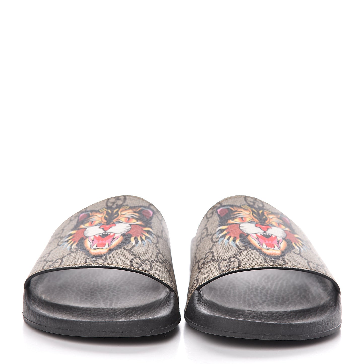 GG Supreme Monogram Angry Cat Slide Sandals 38 Black Multicolor