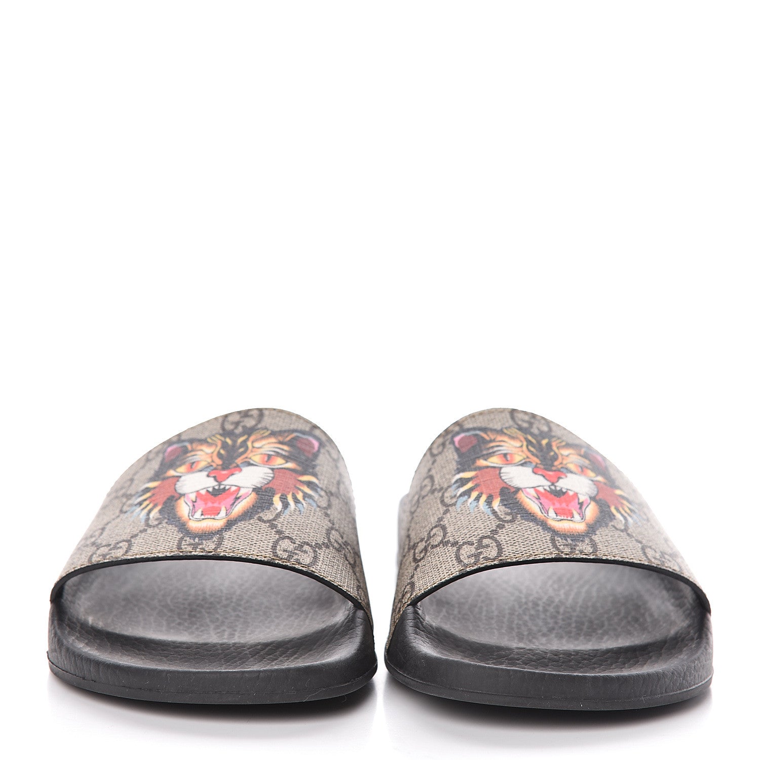 Gucci GG Supreme Monogram Angry Cat Slide Sandals 38 Black Multicolor 2 of 9