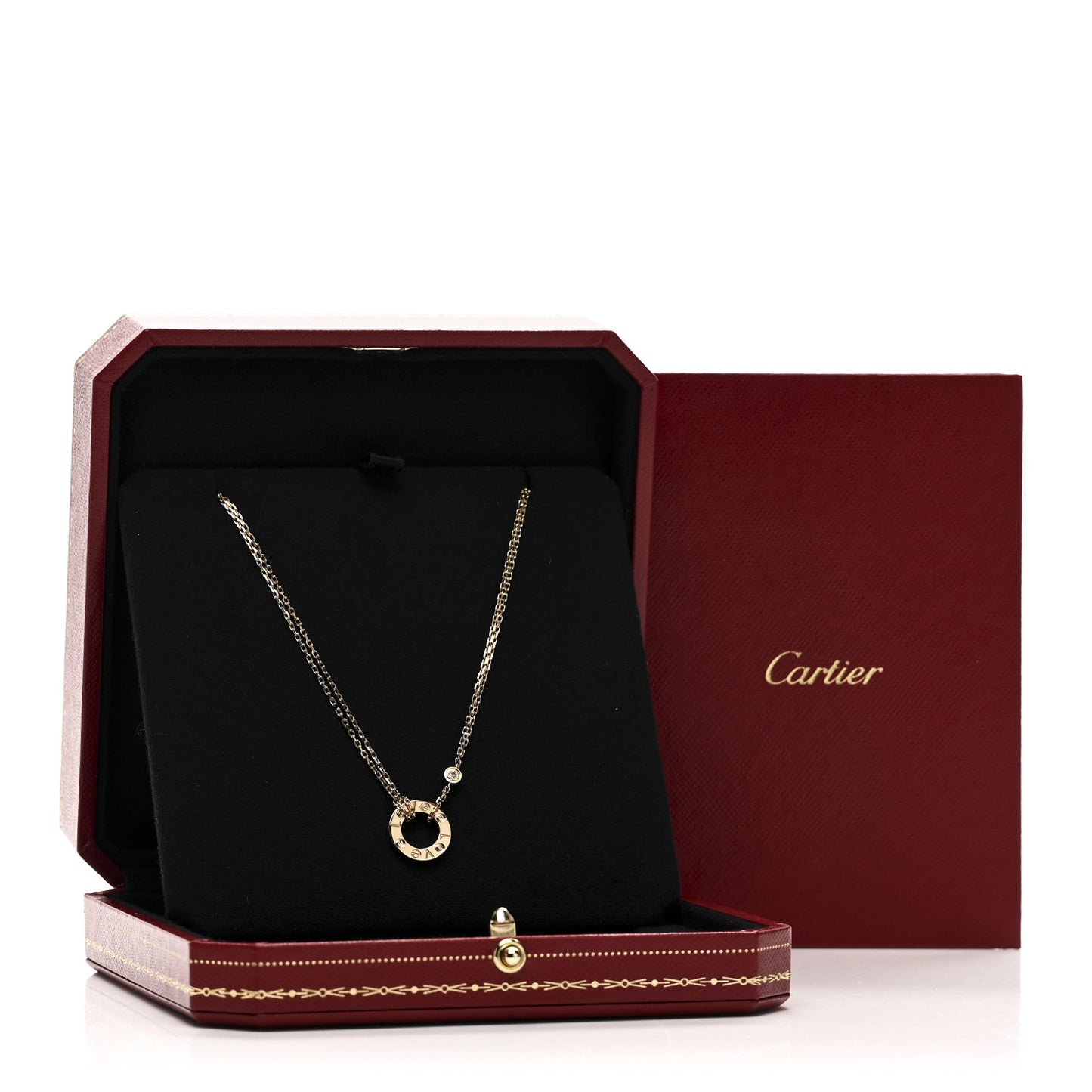 18K Yellow Gold 2 Diamond LOVE Necklace