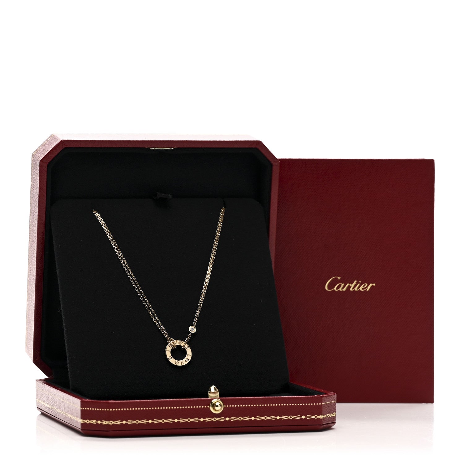 Cartier 18K Yellow Gold 2 Diamond LOVE Necklace 5 of 5