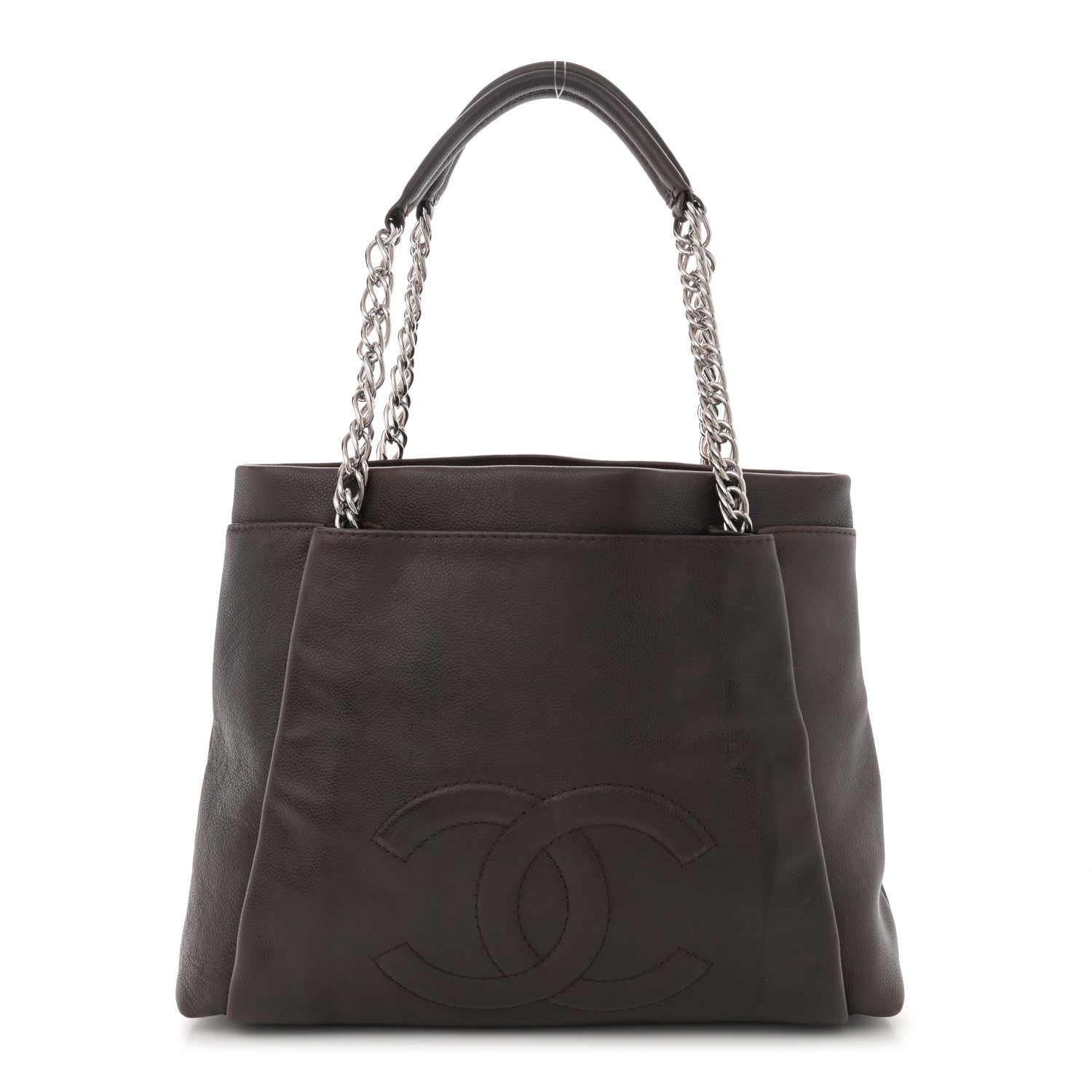 Chanel Caviar Large CC Tuck Tote Brown 1 of 10