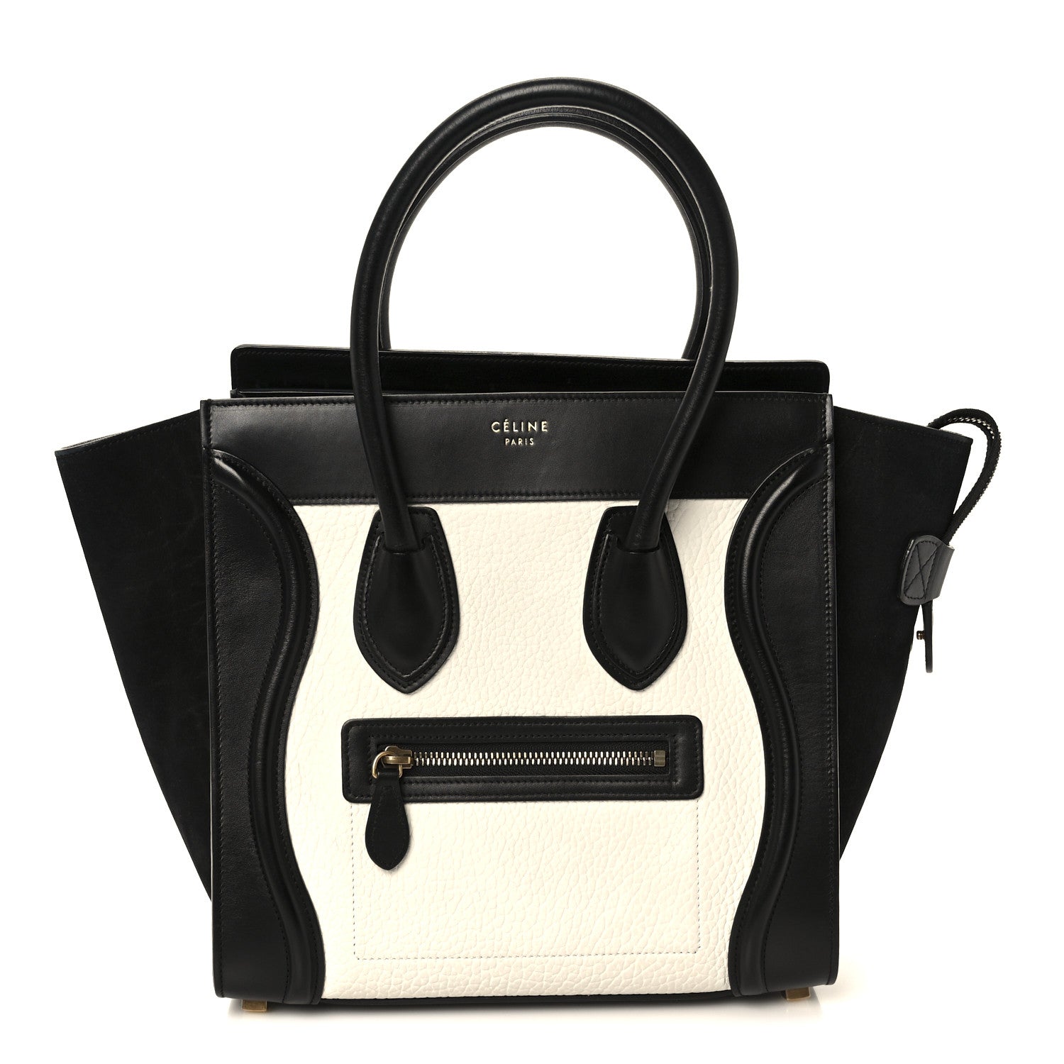 Celine Bullhide Calfskin Micro Bi-Color Luggage Black White 1 of 10