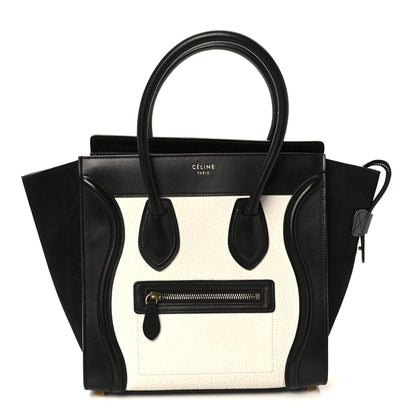 Celine Bullhide Calfskin Micro Bi-Color Luggage Black White 1 of 10