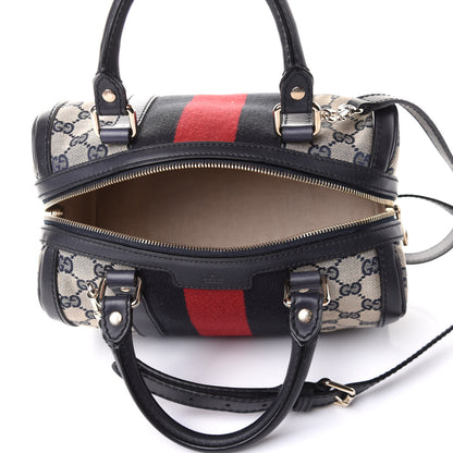 Gucci Monogram Vintage Web Small Boston Navy 5 of 11