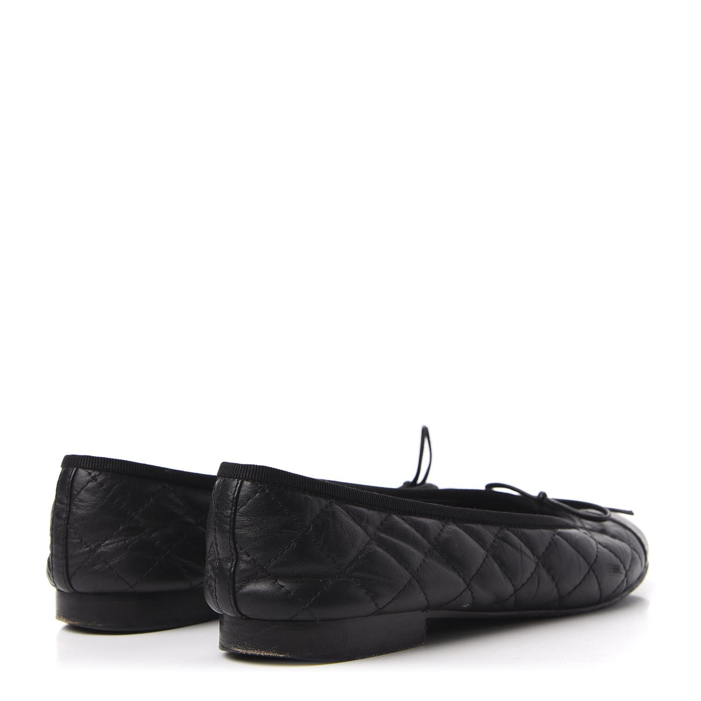 Aged Calfskin Quilted CC Cap Toe Ballerina Flats 39 Black