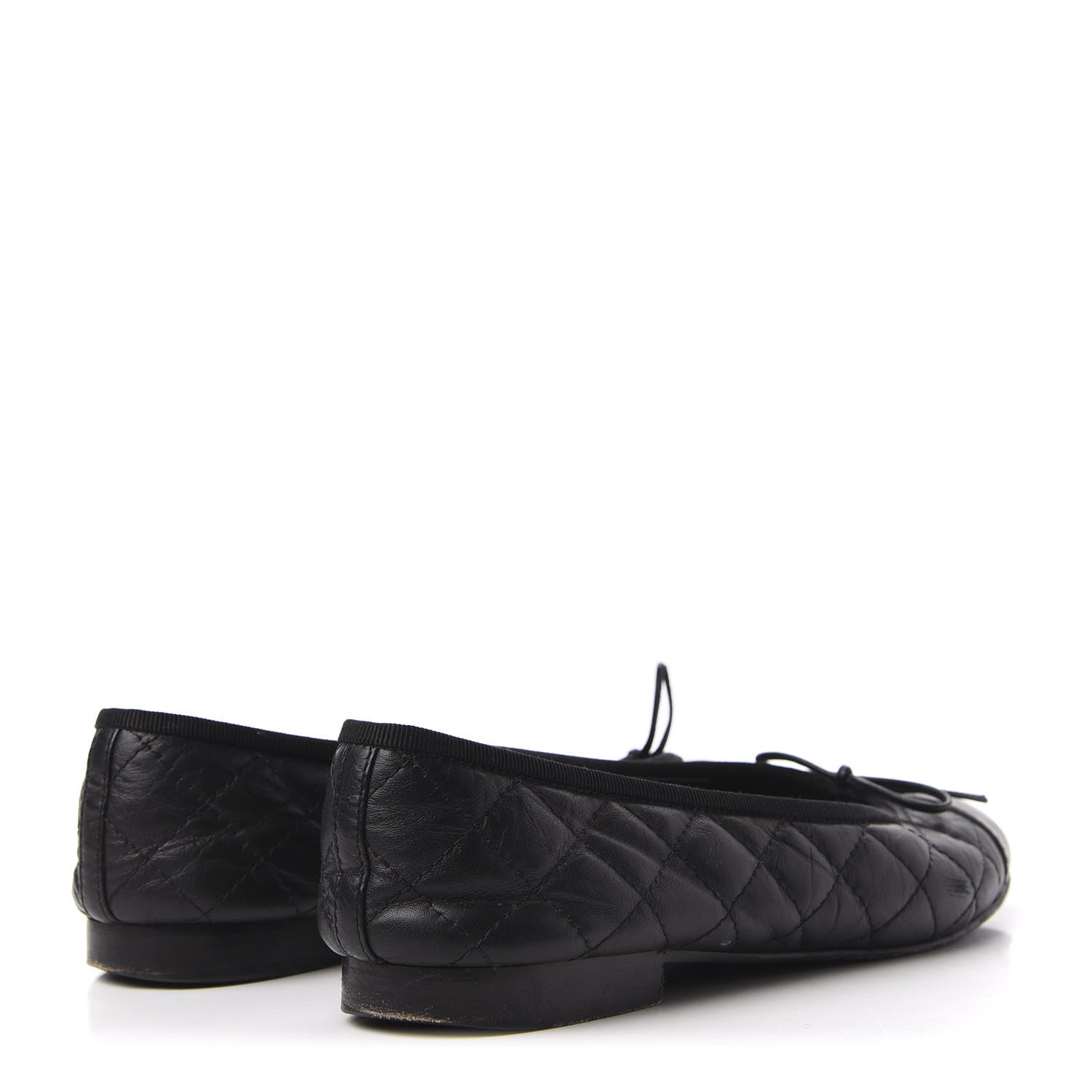 Chanel Aged Calfskin Quilted CC Cap Toe Ballerina Flats 39 Black 4 of 10