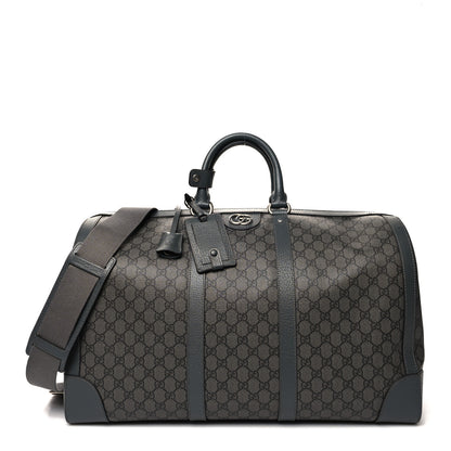 Gucci GG Supreme Monogram Textured Dollar Calfskin Large Savoy Duffle Bag Grey Black Graphite Grey 1 of 11