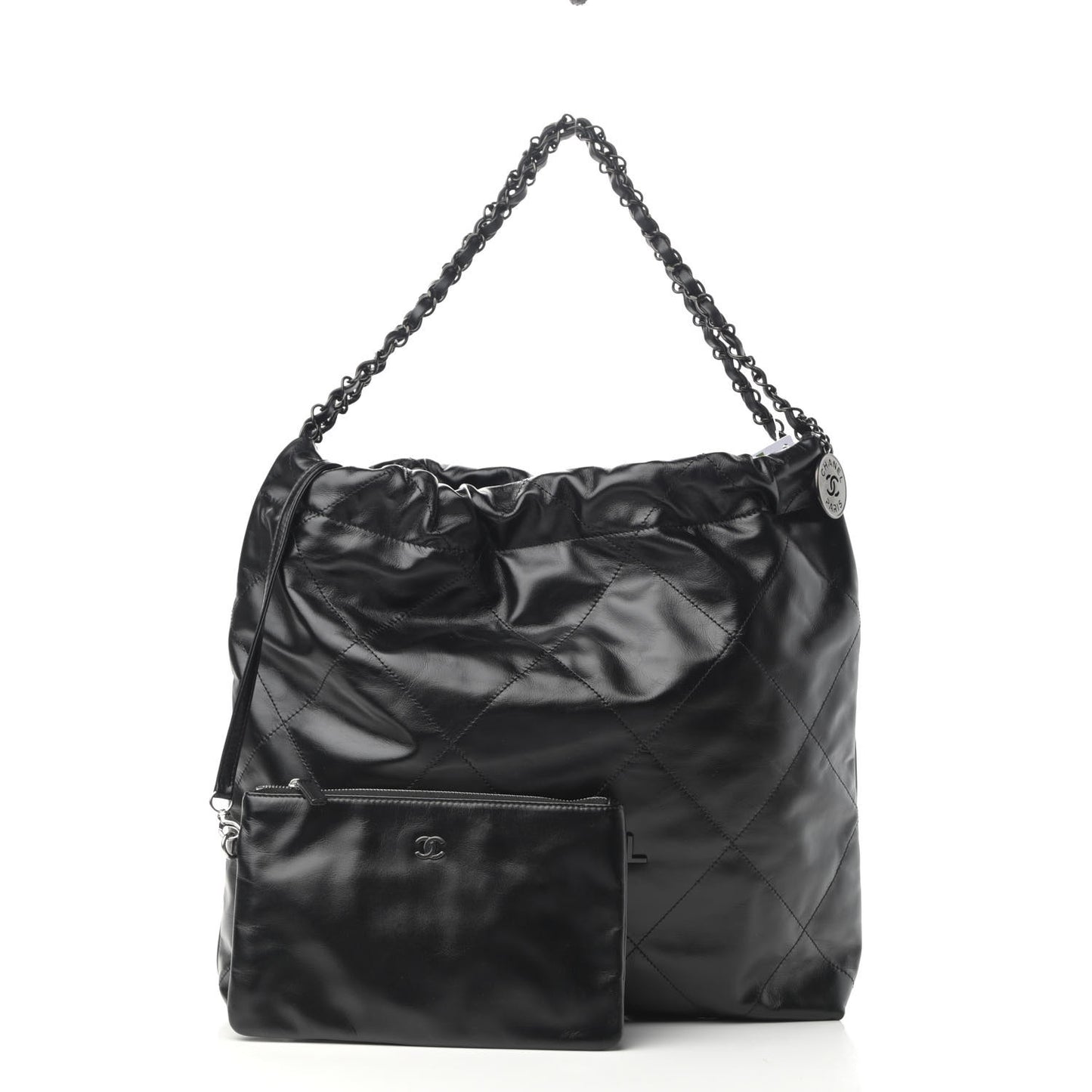 Shiny Calfskin Quilted Chanel 22 So Black