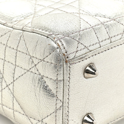 Christian Dior Metallic Grained Calfskin Cannage Small Lucky Badges My Lady Dior Silver 16 of 21