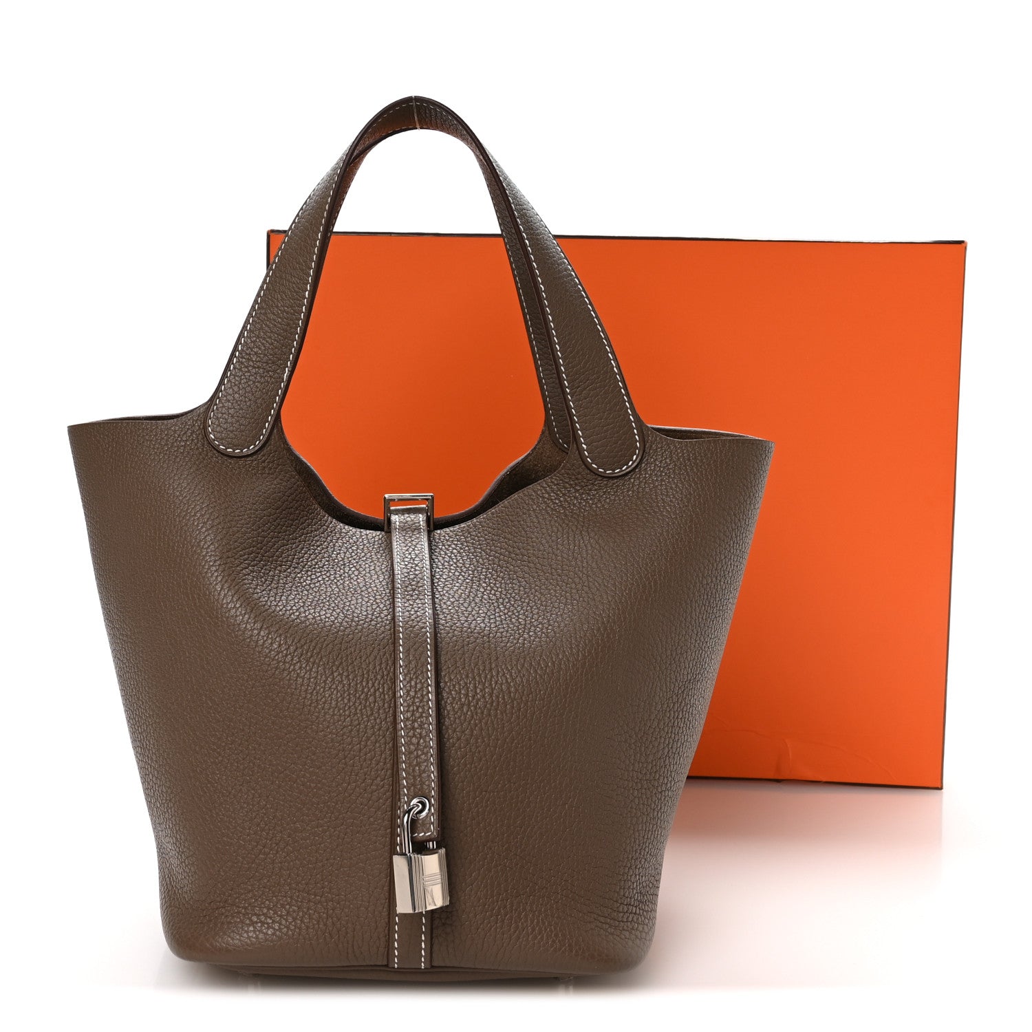 Hermes Taurillon Clemence Picotin Lock 22 MM Etoupe 11 of 11