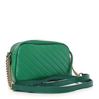 Gucci Azalea Calfskin Enamel Matelasse Diagonal Small Torchon GG Marmont Chain Shoulder Bag New Shamarock Emerald 3 of 11