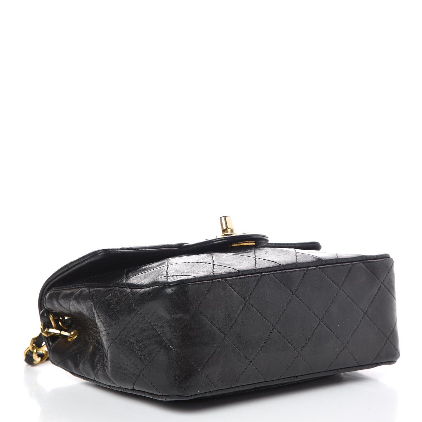 Lambskin Quilted Mini Square Flap Black