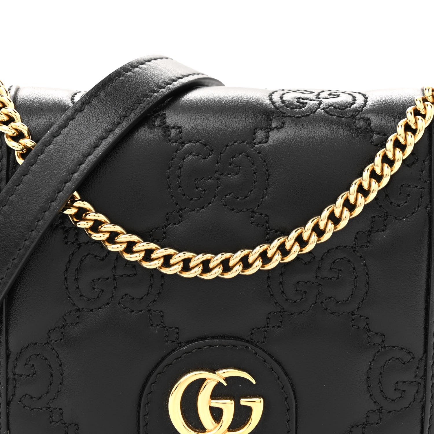 Gucci Nylon Calfskin Enamel GG Matelasse Mini Chain Bag Black 8 of 10