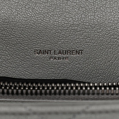 Saint Laurent Sheepskin Matelasse Chevron Monogram Medium College Bag Granite 6 of 9