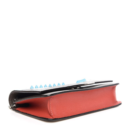 Fendi Vitello Elite Monster Eyes Studded Tube Wallet on Chain Carbone White Multicolor 4 of 8