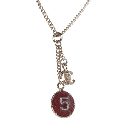 Chanel Chain No 5 CC Necklace Red Gold 4 of 6