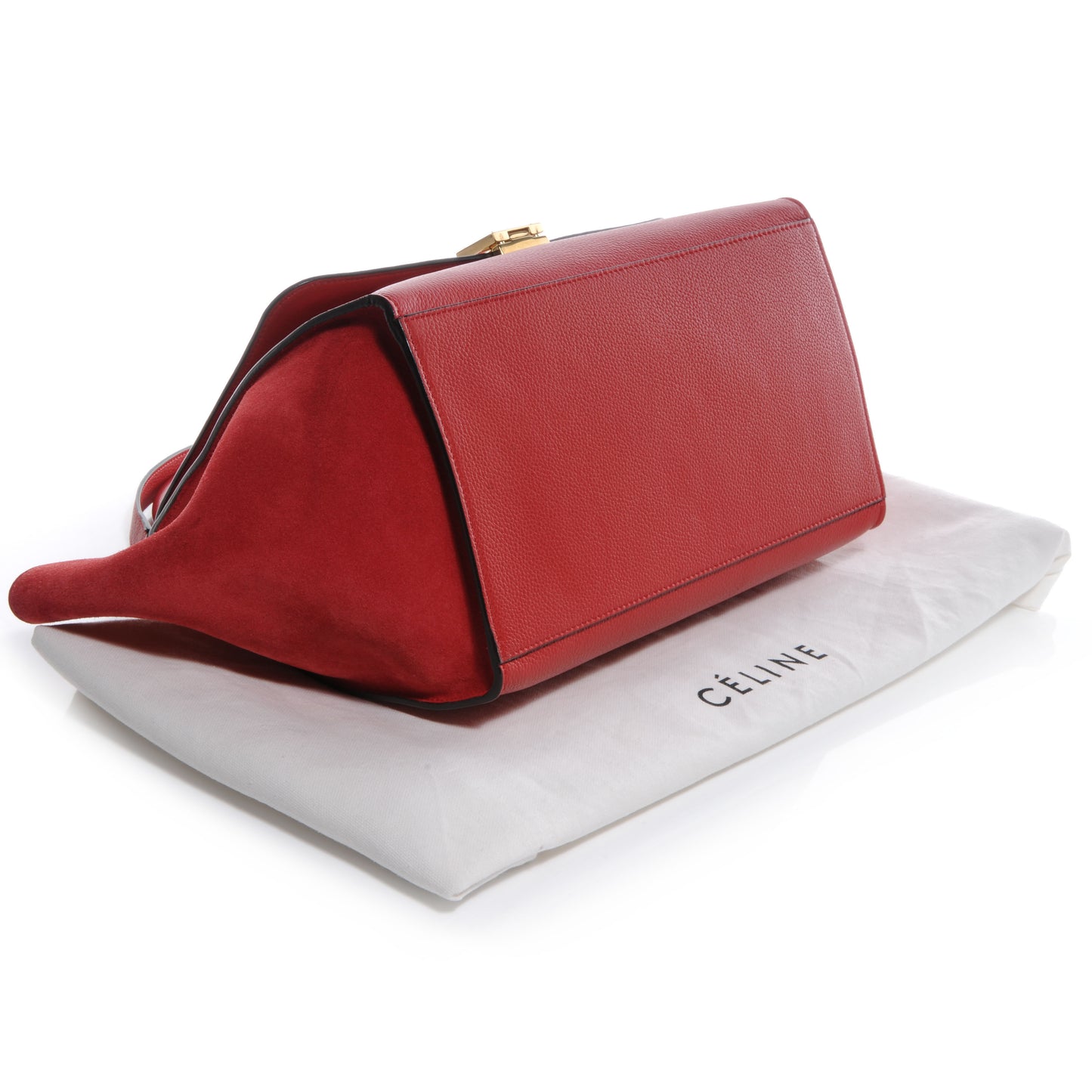 Drummed Leather Suede Small Trapeze Coquelicot