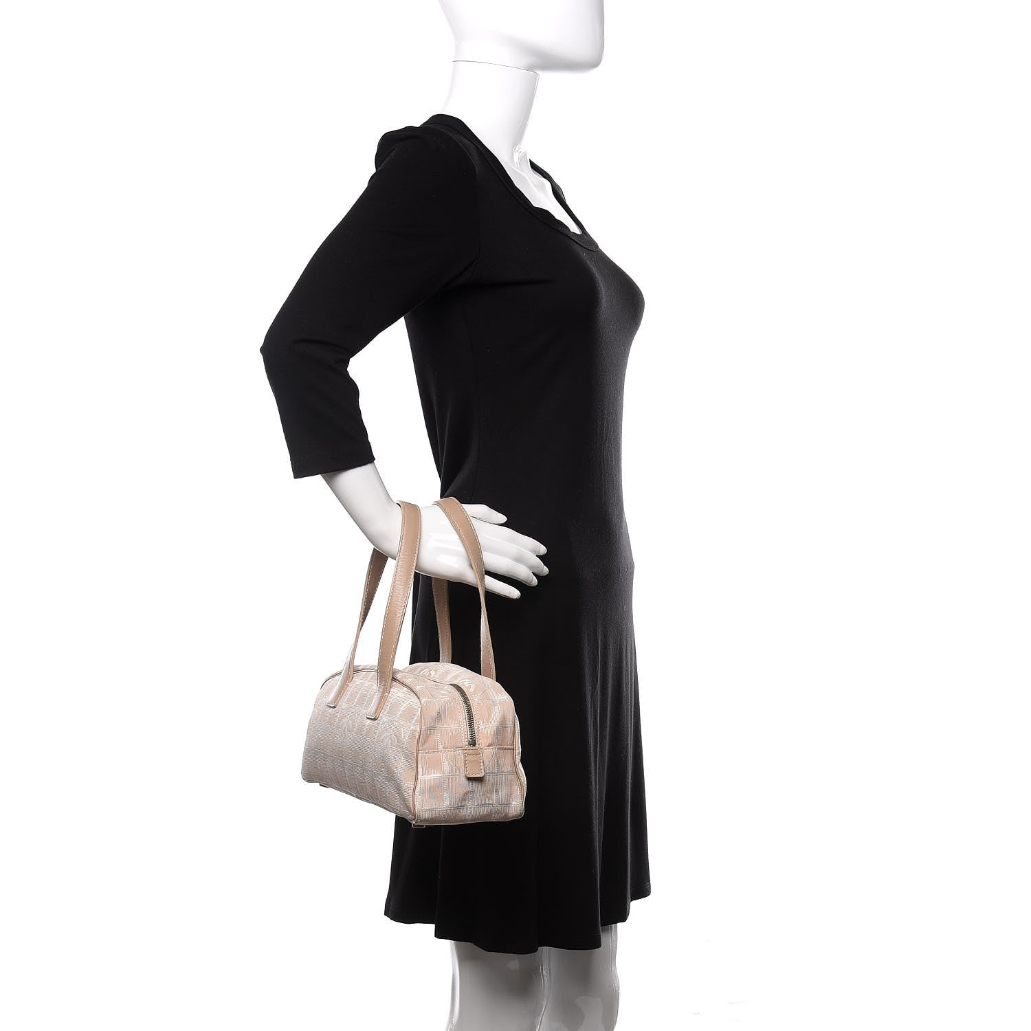 Chanel Nylon Travel Bowler Beige 2 of 12