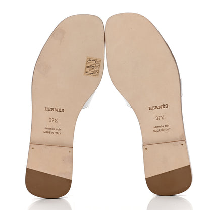 Hermes Box Calfskin Oran Sandals 37.5 White 4 of 4