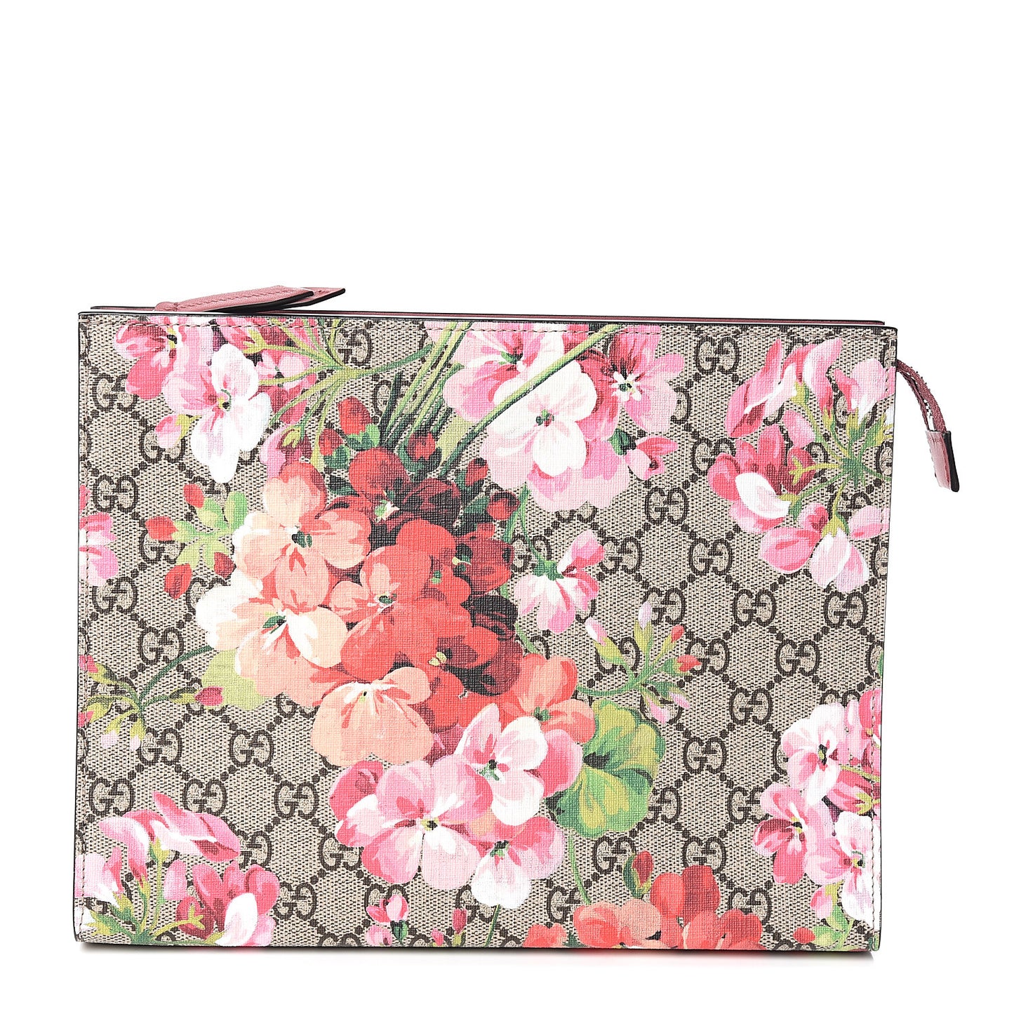 GG Supreme Monogram Blooms Large Cosmetic Case Beige Multicolor Dry Rose