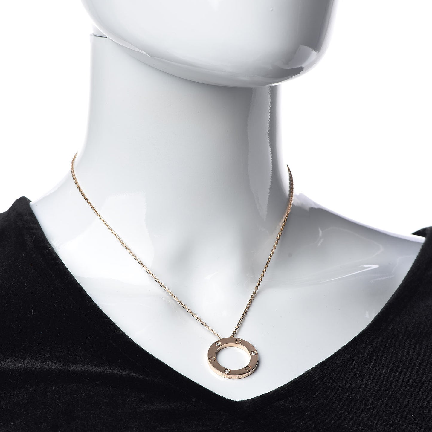 18K Pink Gold 3 Diamonds LOVE Pendant Necklace