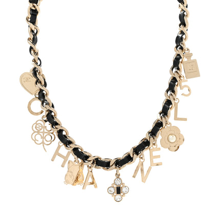 Chanel Lambskin Crystal CC Logo Charming Choker Gold Black 1 of 7