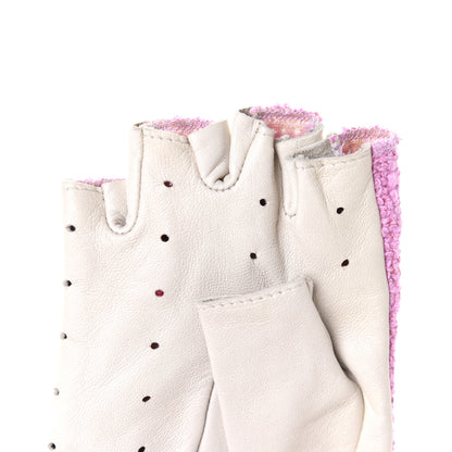 Chanel Tweed CC Fingerless Gloves 6.5 Purple 12 of 12