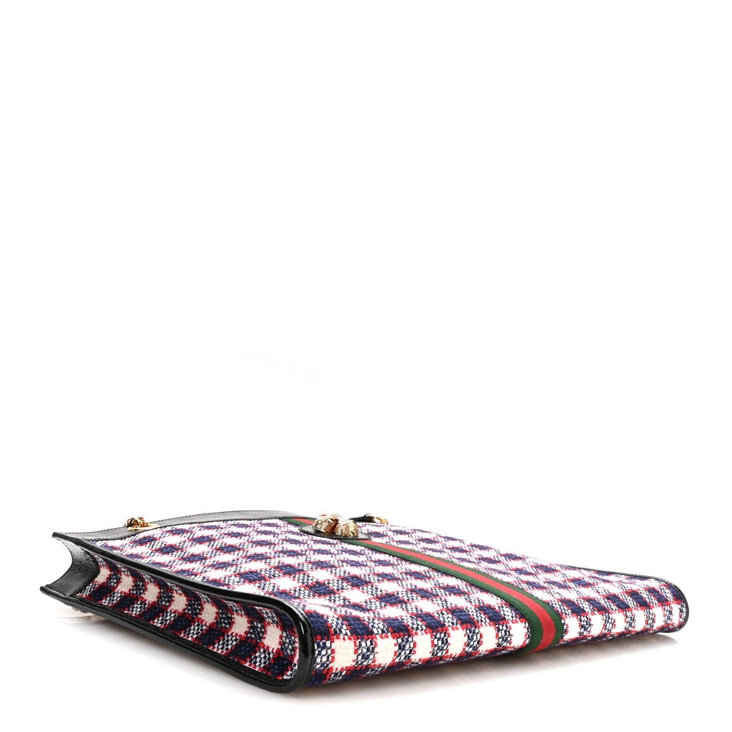 Tweed Check Large Rajah Chain Tote Black Red
