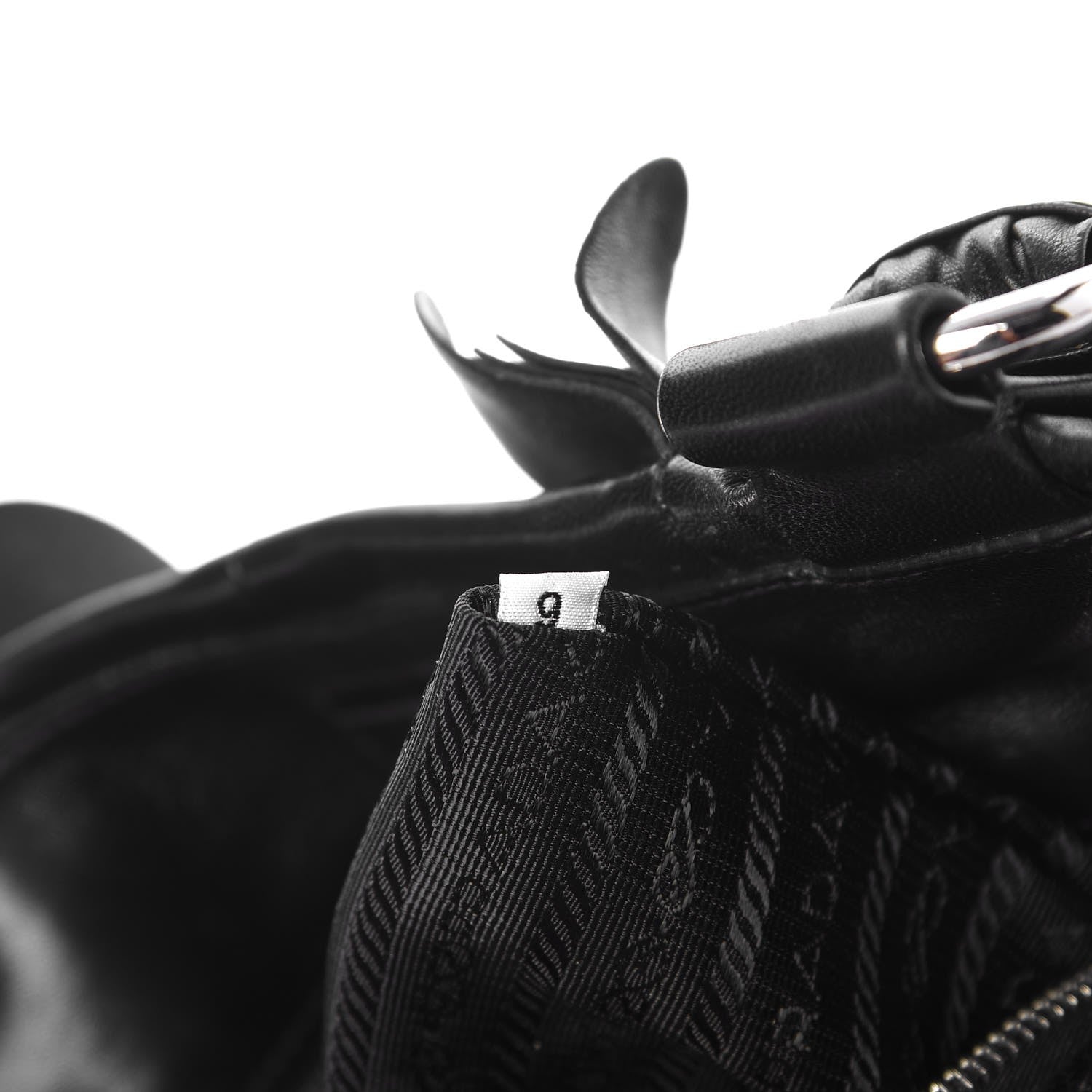 Prada Nappa Ruffle Bag Black 6 of 9