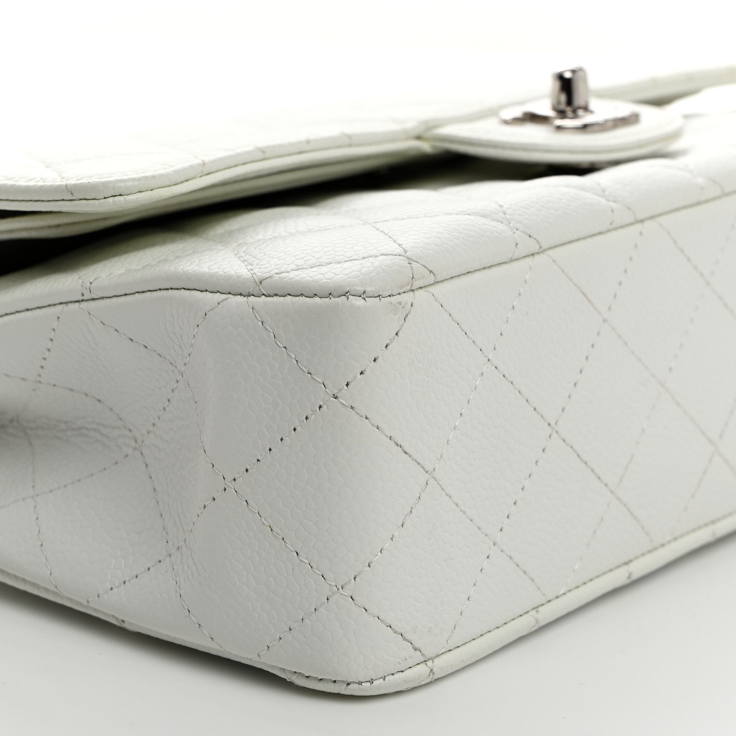 Chanel Caviar Quilted Medium Double Flap White 9 of 11
