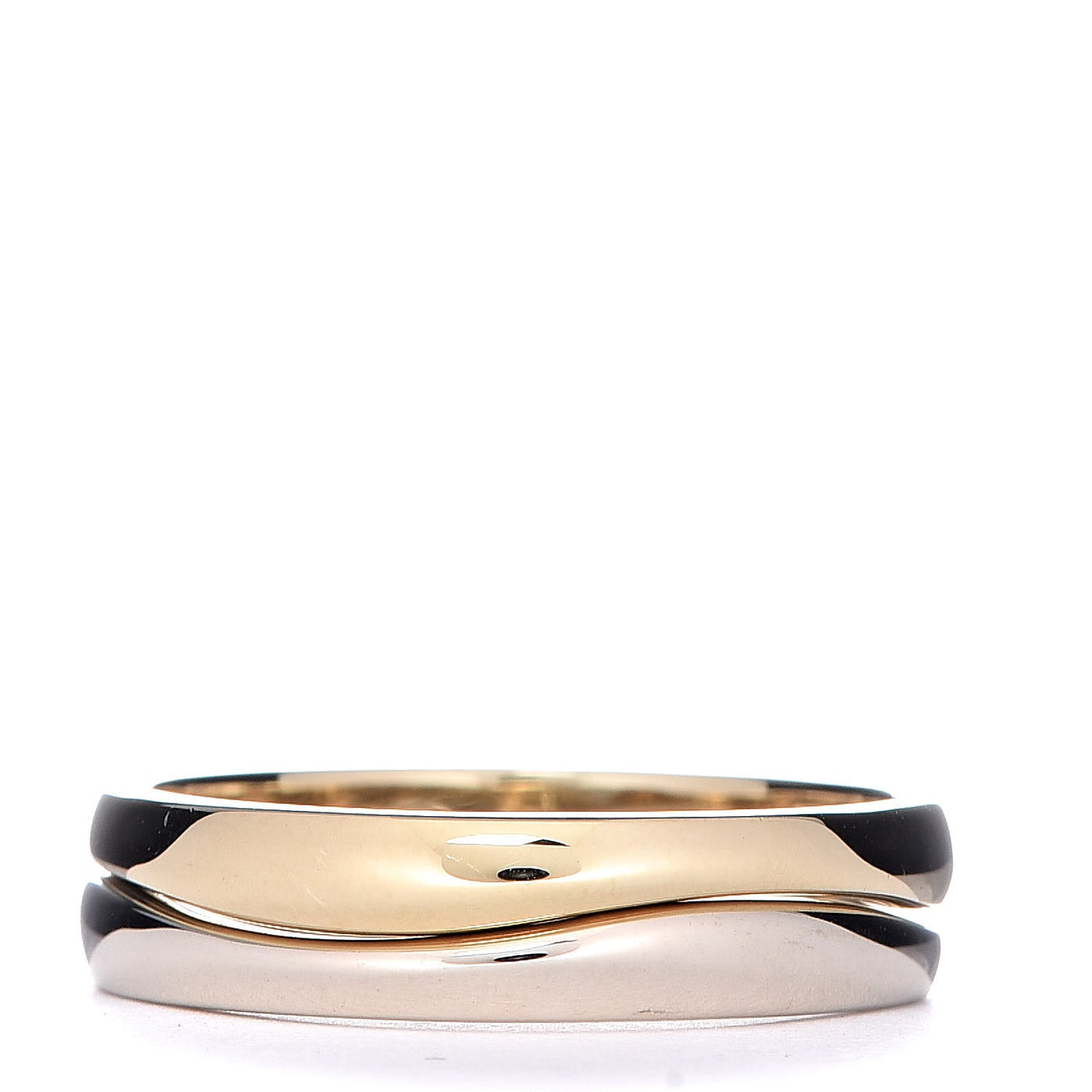 18K Yellow White Gold Wave Double Ring 62 10