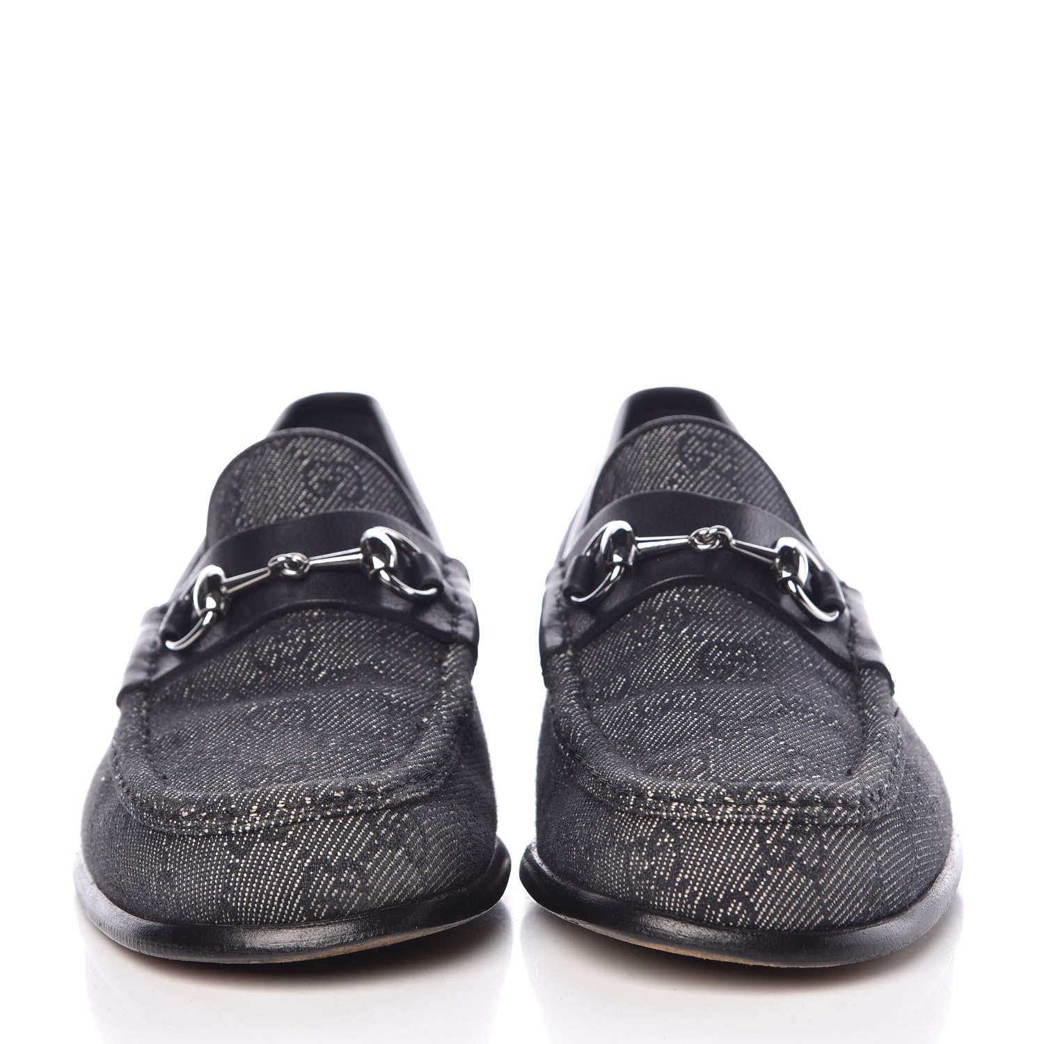 Gucci Monogram Calfskin Mens Horsebit Loafers 8.5 Navy 2 of 14