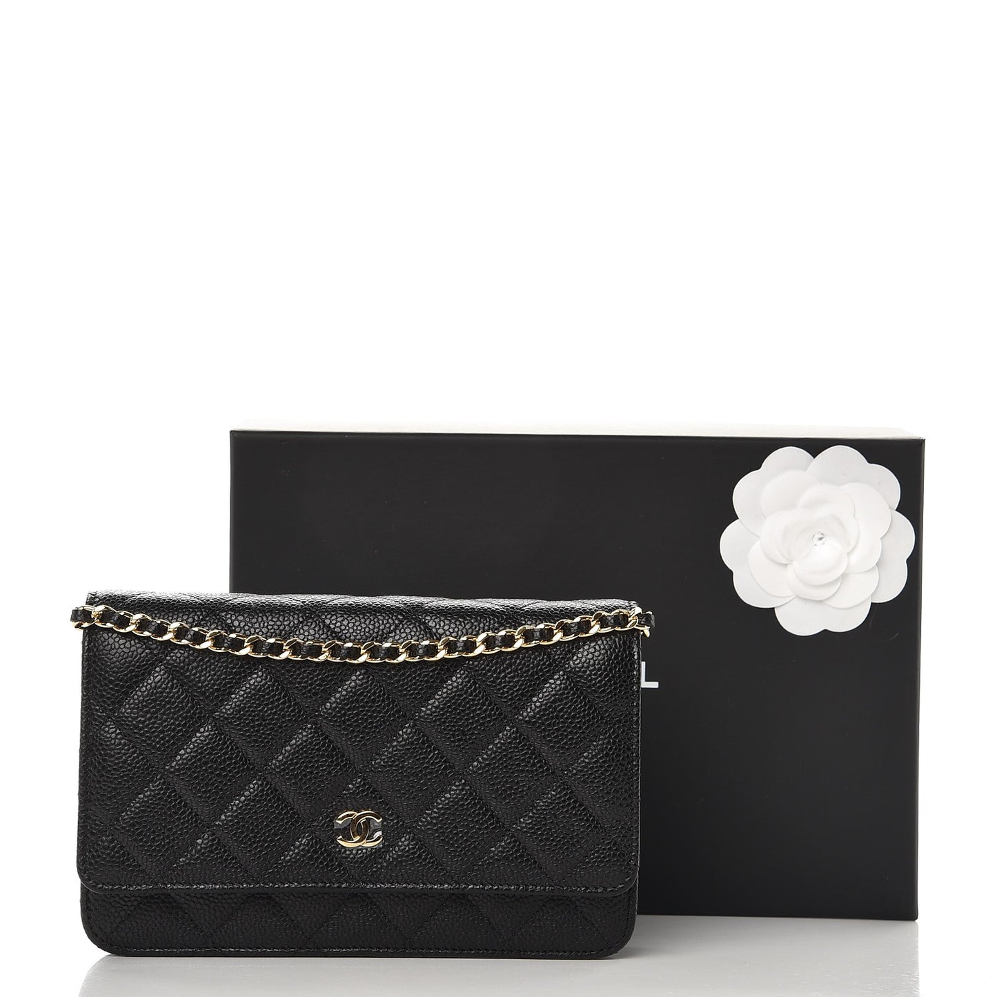 Caviar Quilted Wallet On Chain WOC Black
