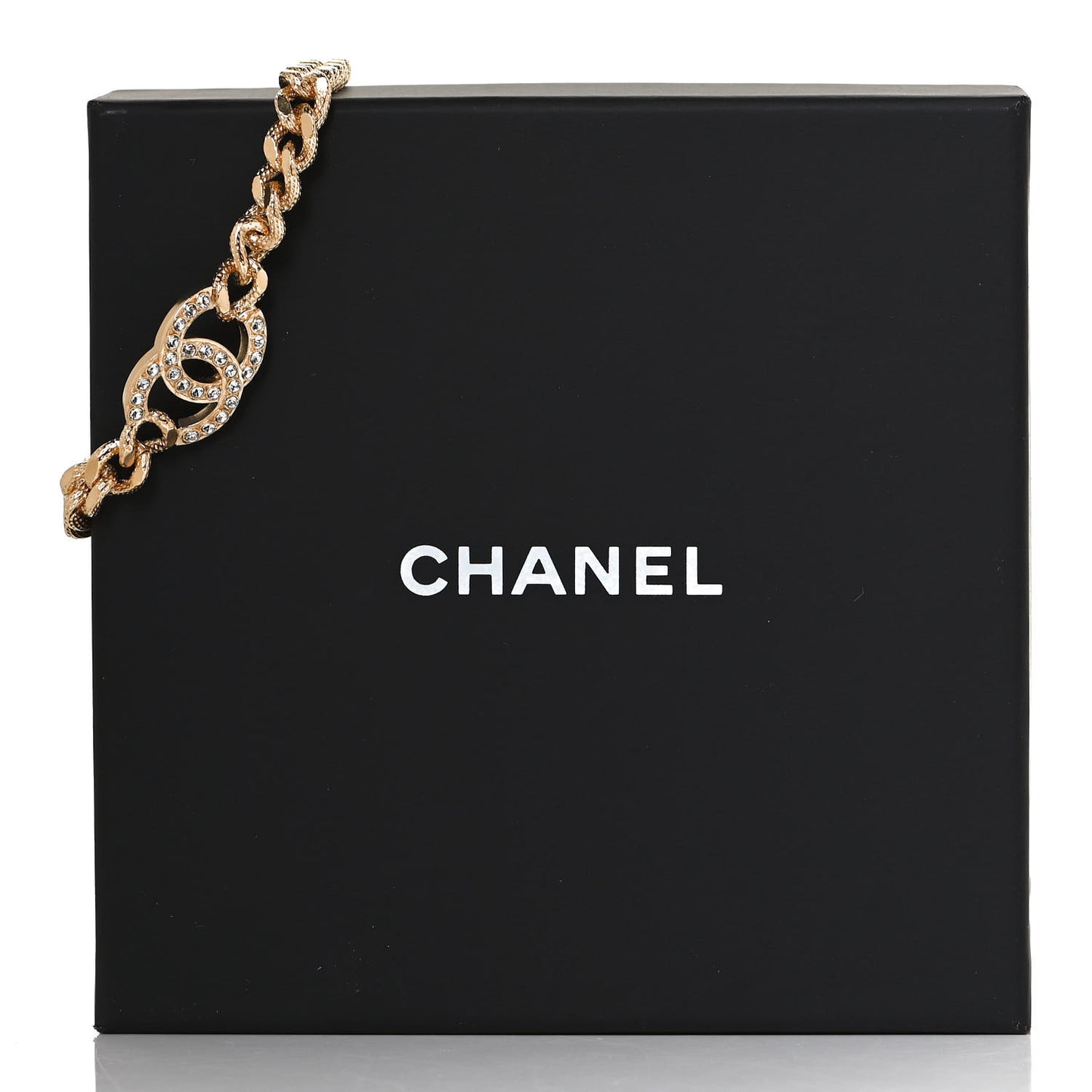 Crystal CC Chain Link Bracelet Gold