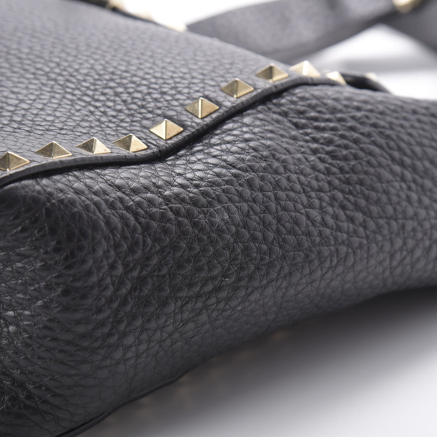 Pebbled Calfskin Rockstud Flip Lock Flap Messenger Satchel Black