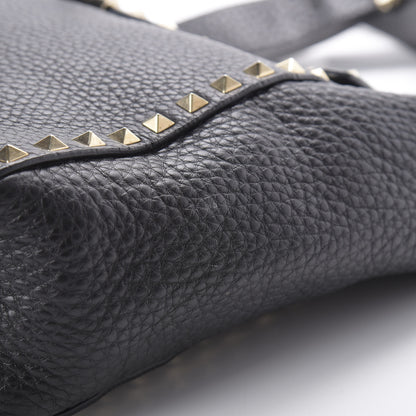Valentino Garavani Pebbled Calfskin Rockstud Flip Lock Flap Messenger Satchel Black 10 of 12