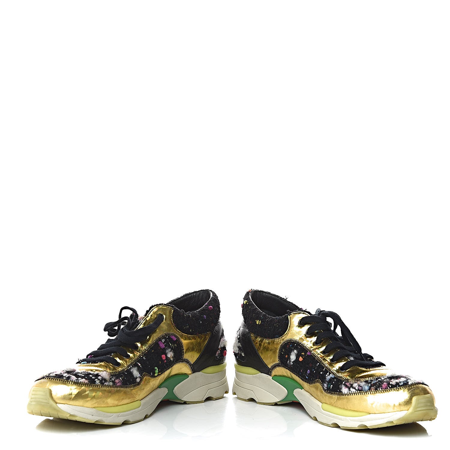 Chanel Tweed Lambskin Runway Sneakers 39 Black Multicolor 10 of 13