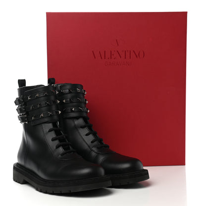 Valentino Garavani Calfskin Rockstud 20mm Combat Boots 37 Black 10 of 10