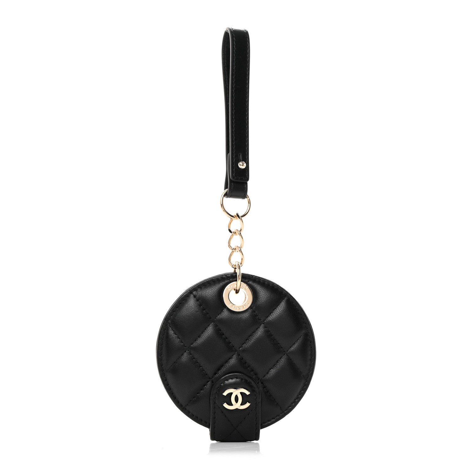 Chanel Lambskin Quilted Round Luggage Tag Black 1 of 5