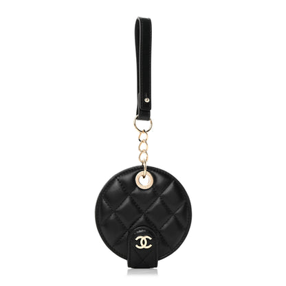 Chanel Lambskin Quilted Round Luggage Tag Black 1 of 5