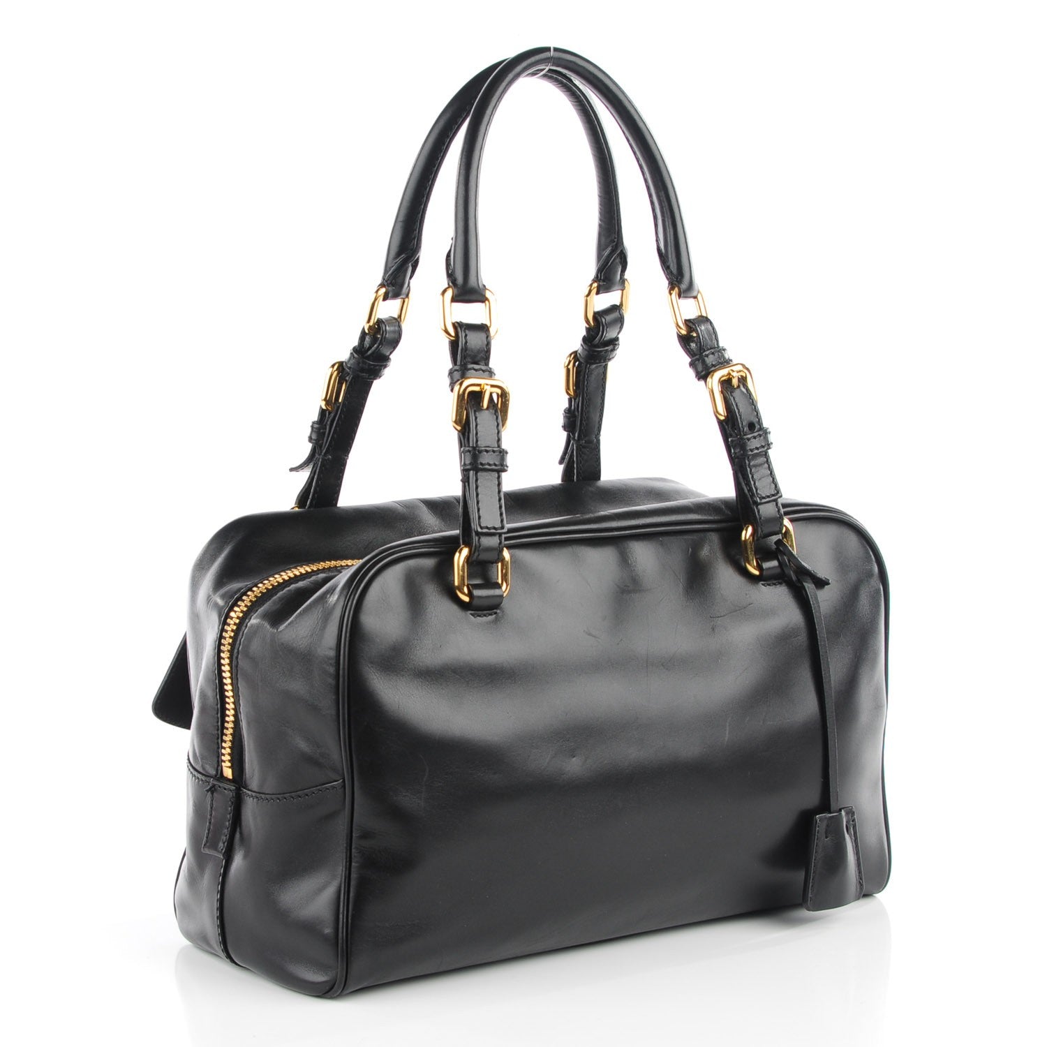 Prada Lambskin Box Print Logo Bowler Black 3 of 8