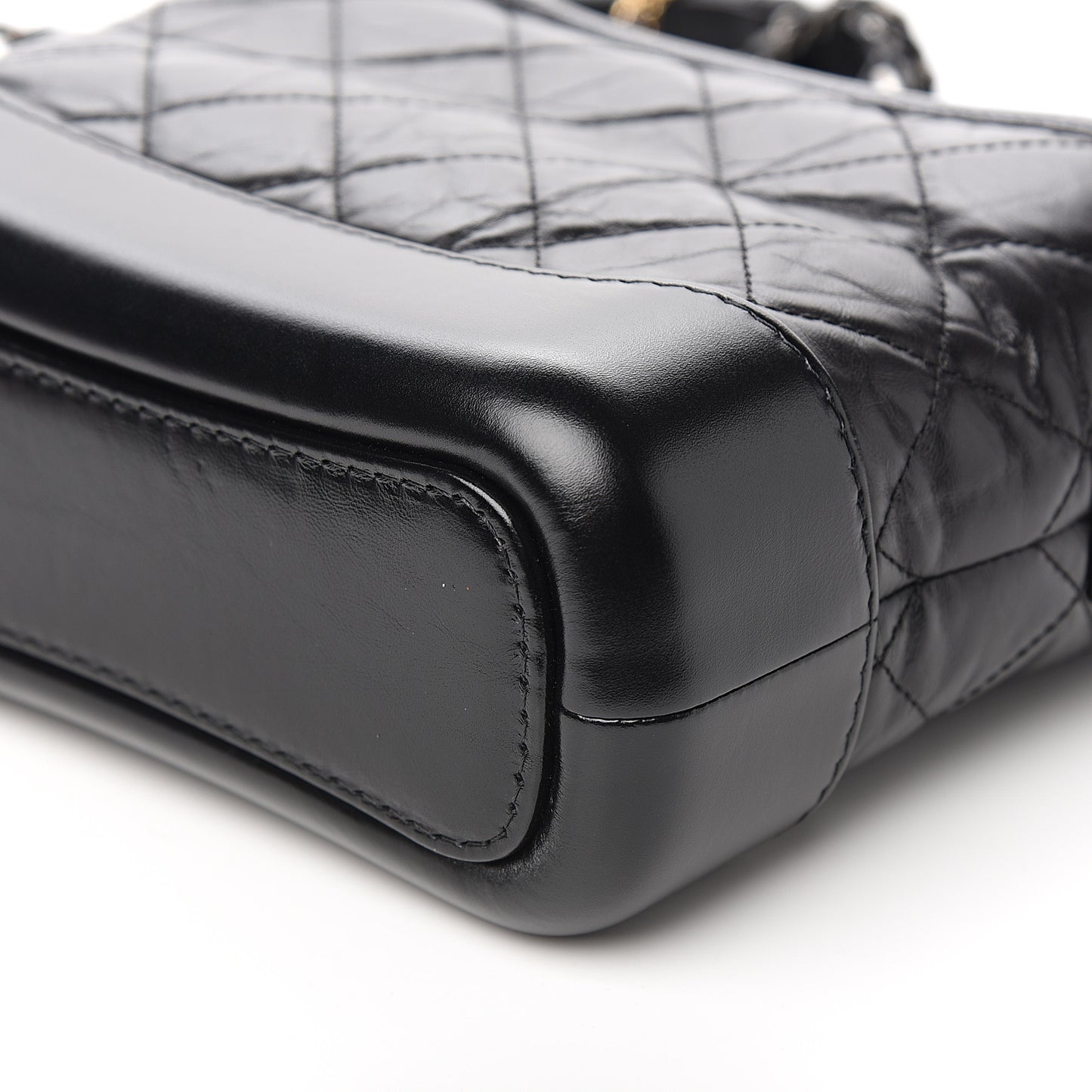 Aged Calfskin Quilted Small Gabrielle Hobo Black